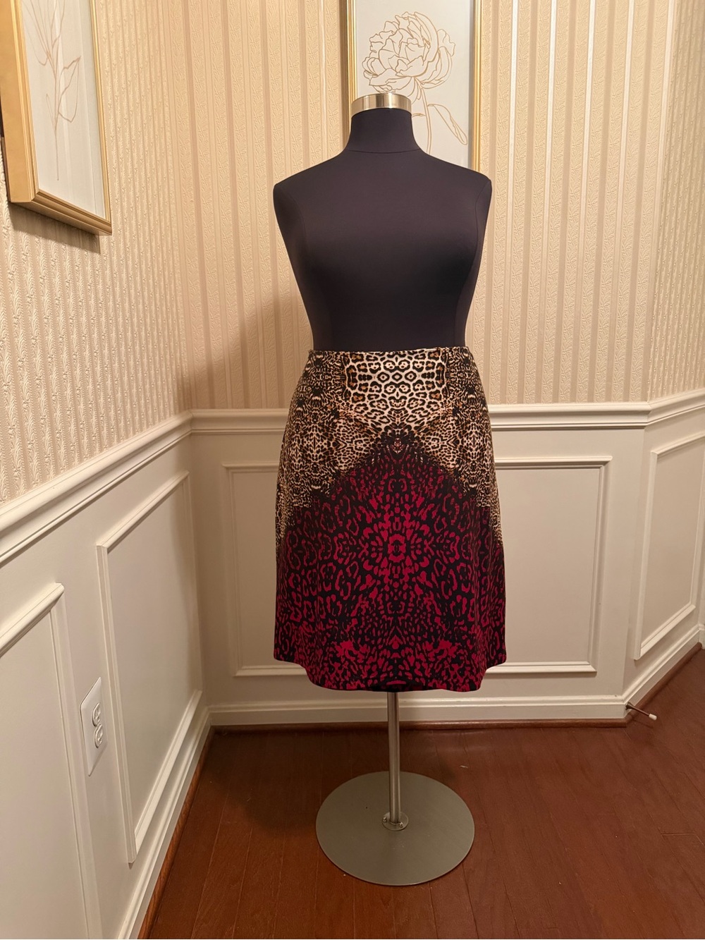 Ashley Stewart Red and Brown Animal-Print Skirt